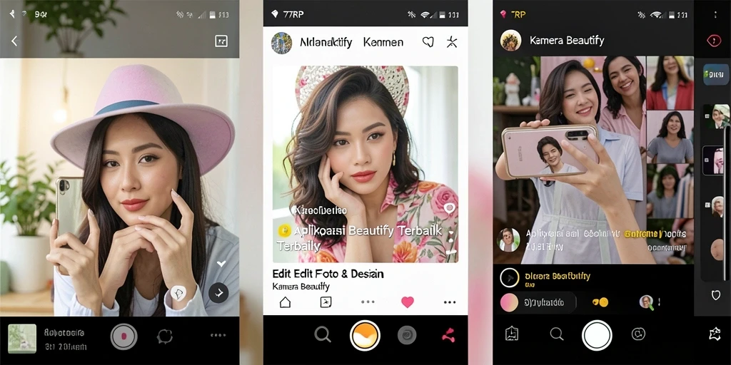 Antarmuka aplikasi 77RP yang modern dan intuitif untuk Kamera Beautify.