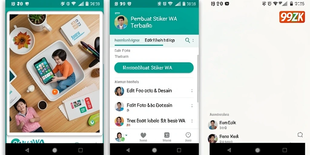 Tampilan antarmuka aplikasi 99ZK untuk membuat stiker WA.