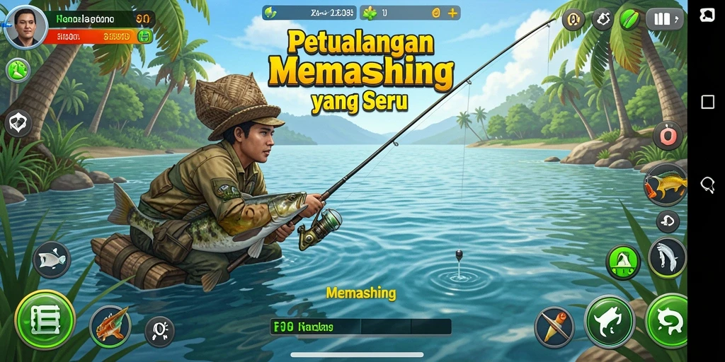 Screenshot antarmuka game memancing F08 yang menarik.