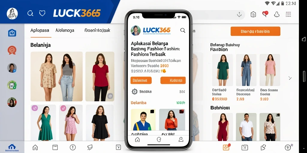 Antarmuka aplikasi LUCK365 dengan koleksi fashion terbaru.