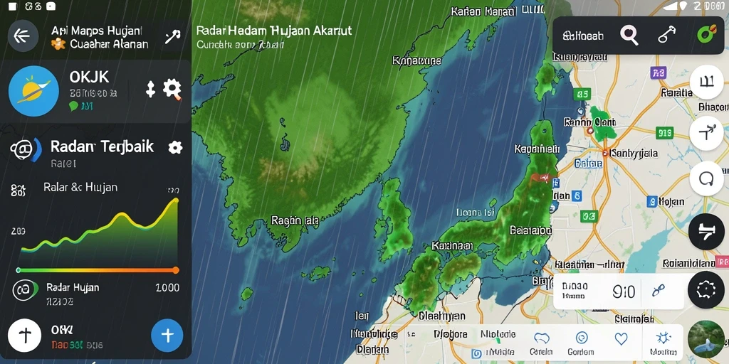 Antarmuka aplikasi Radar Hujan OKJK yang informatif dan menawan.