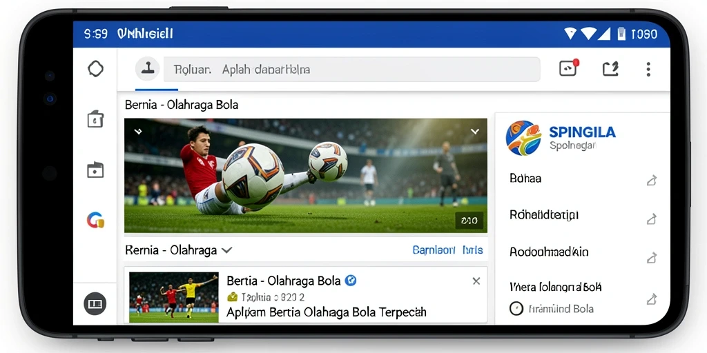Tampilan antarmuka SPINGILA yang mudah digunakan untuk berita olahraga bola.