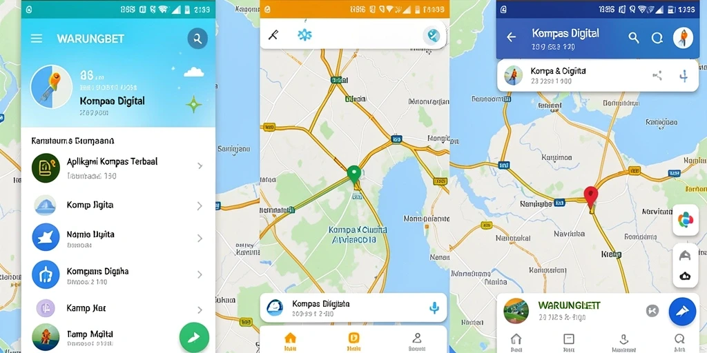 Tampilan antarmuka WARUNGBET untuk navigasi kompas digital.
